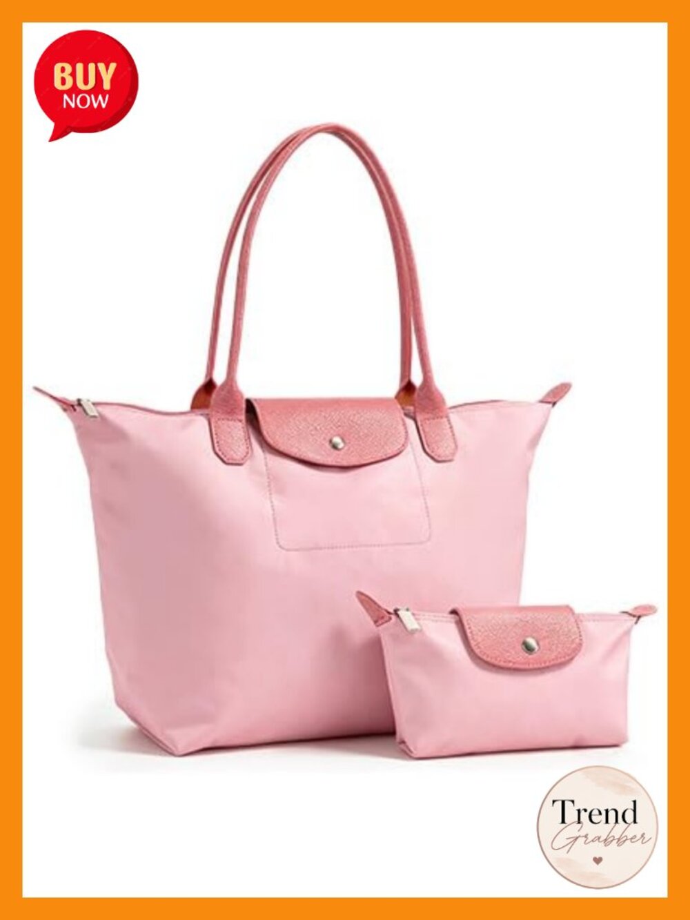 2PC Nylon Tote Bag Set Top Handle Large Capacity Shoulder Purse
